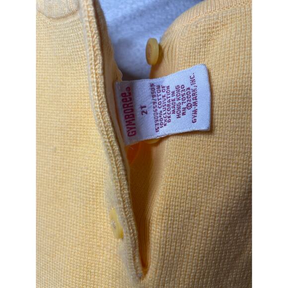 Vintage Y2K 2003 Gymboree Pastel Yellow Striped Knit Dress w/ Sunflower Applique - Picture 5 of 5